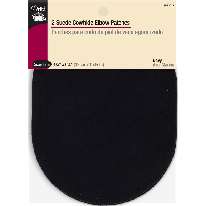 Suede Cowhide Elbow Patches, 2 pc, Navy