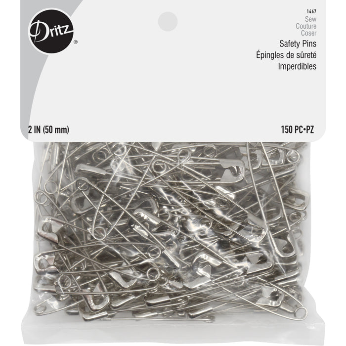 2" Safety Pins, Nickel, 150 pc