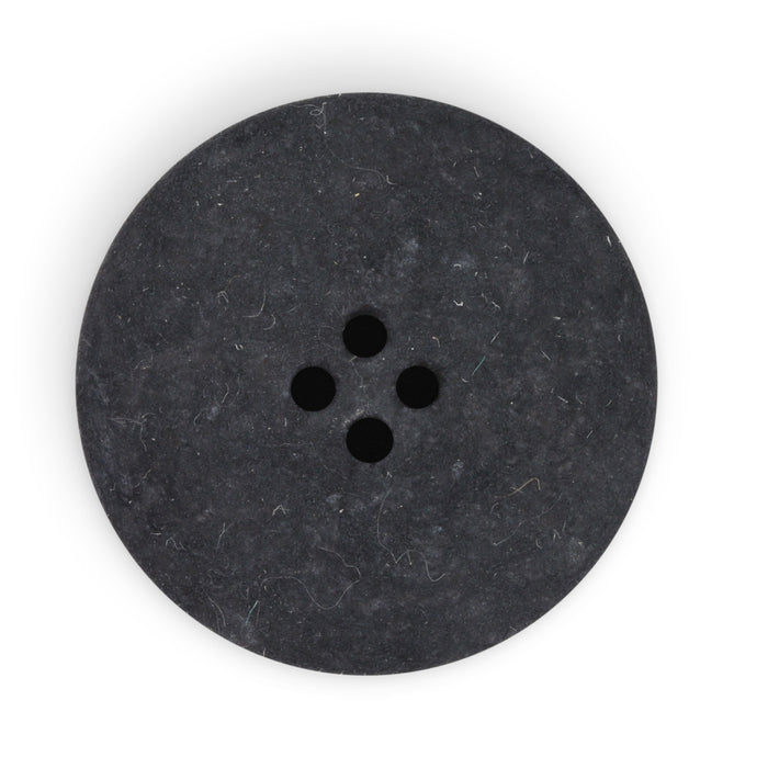 Recycled Cotton Round Stitch Button, 30mm, Black