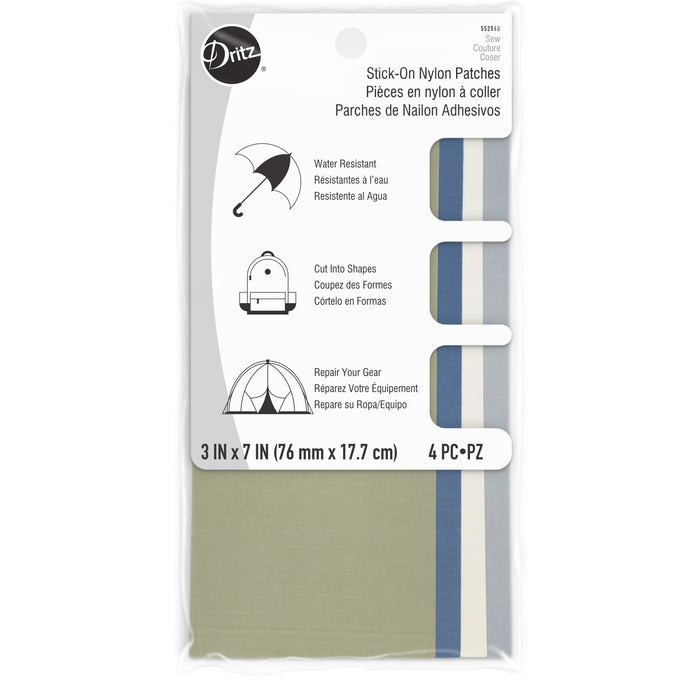 Nylon Stick-On Patches, 3" x 7", Assorted, 4 pc