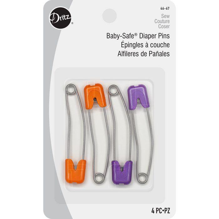 Bright Baby-Safe Diaper Pins, 4 Count, Assorted Colors