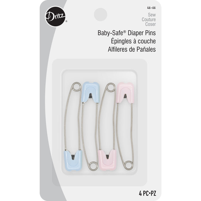 Pastel Baby-Safe Diaper Pins, 4 Count, Assorted Colors