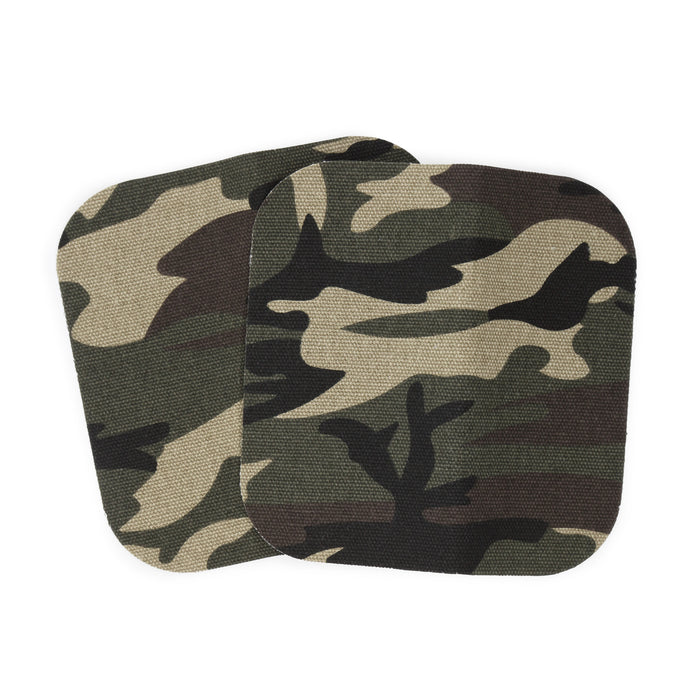 Heavy Canvas Iron-On Patches, 5" x 5", 2 pc, Camo Green