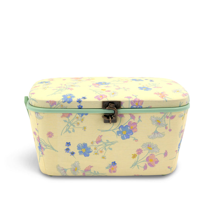 Oval Sewing Basket, Large, Yellow Floral