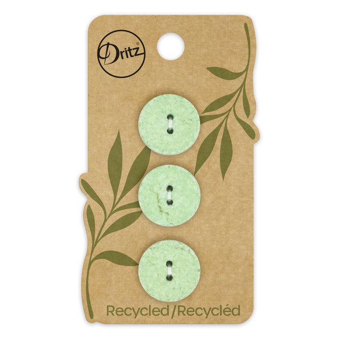 Recycled Cotton Round Button, 18mm, Light Green, 3 pc