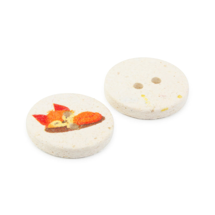 Recycled Cotton Fox Button, 15mm, Natural, 3 pc