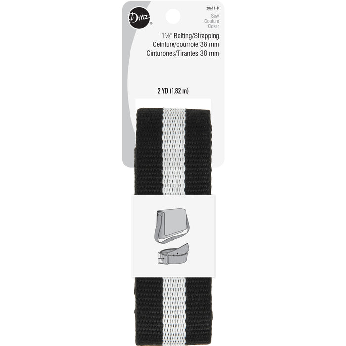 1-1/2" Polyester Belting & Strapping, Black & White, 2 yd