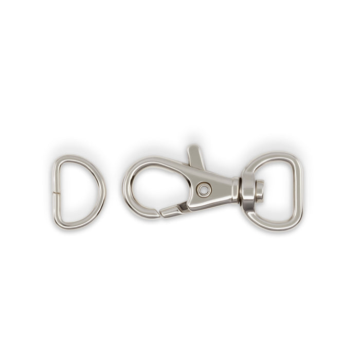 1/2" Swivel Hooks & D-Rings, Nickel, 12 Sets