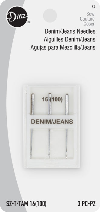 Denim/Jeans Machine Needles, Size 16 (100), 3 pc