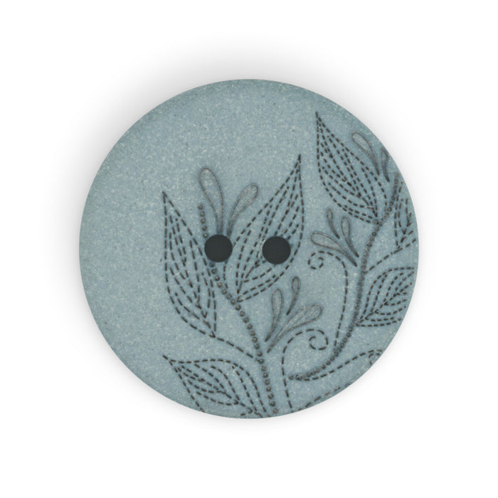 Recycled Hemp Round Floral Button, 28mm, Dark Turquoise