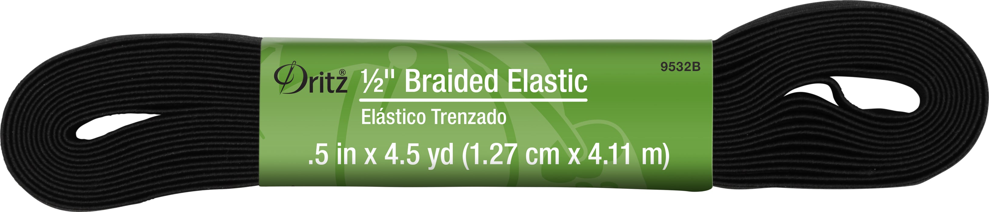 1/2" Black Braided Elastic, 4-1/2 yd