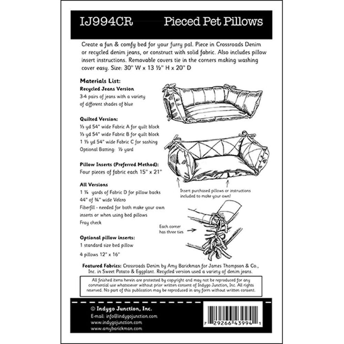 Pieced Pet Bed Pillows Pattern, Shippable