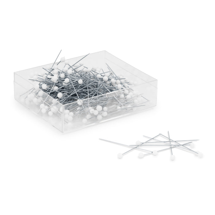 1-3/8-Inch Extra-Fine Glass Head Pins, 250 Count, White, Nickel-Plated Steel