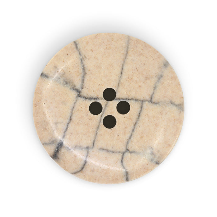 Recycled Polyester Round Button, 28mm, Beige-Camel
