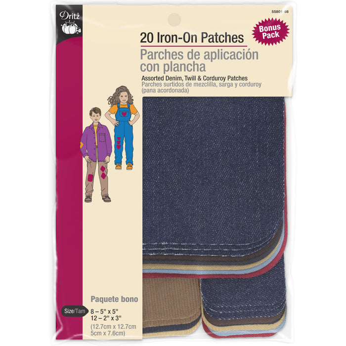 Iron-On Patches, Assorted, 20 pc