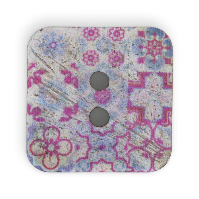 Sustainable Coconut Square Button, 35mm, Purple