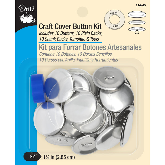 1-1/8" Craft Cover Button Kit, 10 Sets, Nickel