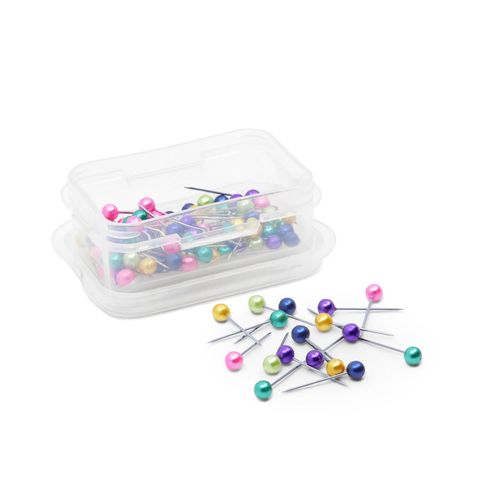 3/4" Petite Pearlized Pins, Assorted, 100 pc