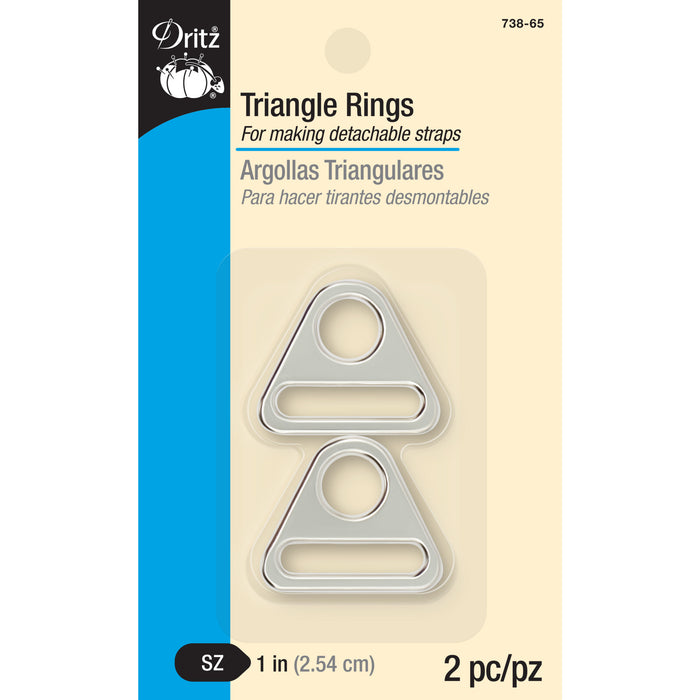 1" Triangle Rings, Nickel, 2 pc