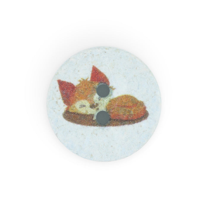 Recycled Cotton Fox Button, 15mm, Light Blue, 3 pc