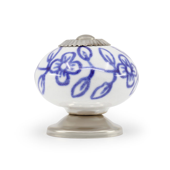 Ceramic Delft Ball Knob, Blue & White