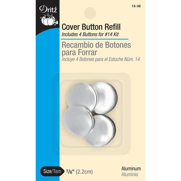 7/8" Cover Button Refill, 4 Sets, Nickel