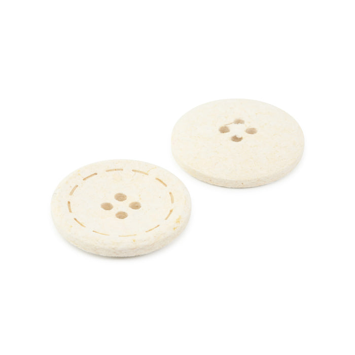 Recycled Cotton Round Stitch Button, 25mm, Natural, 2 pc