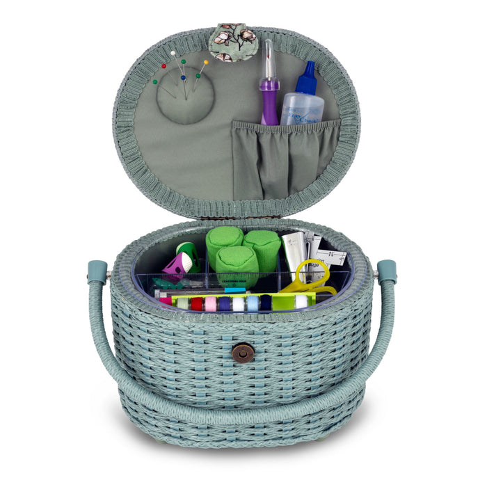 Oval Weaved Sewing Basket, Small