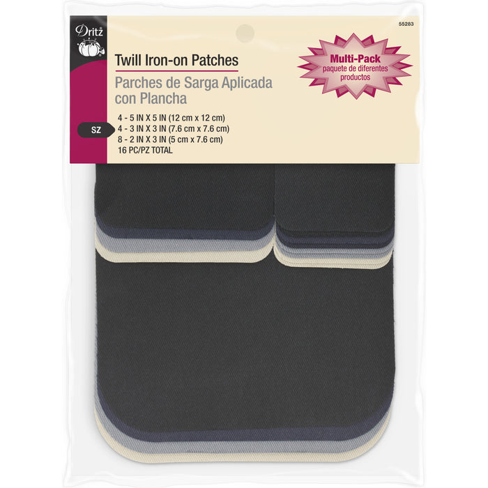 Twill Iron-On Patches, Assorted, 16 pc