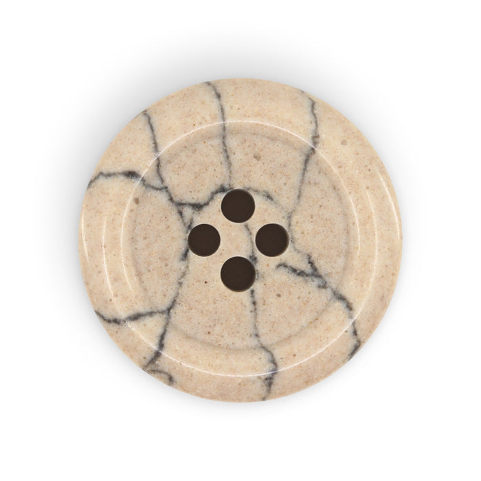 Recycled Polyester Round Button, 23mm, Beige-Camel, 2 pc