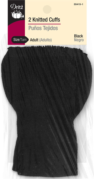 Knitted Cuffs, Black, 2 pc