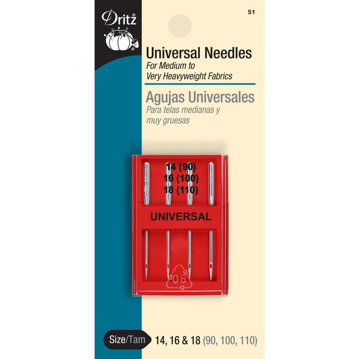 Universal Machine Needles, Assorted Sizes, 4 pc