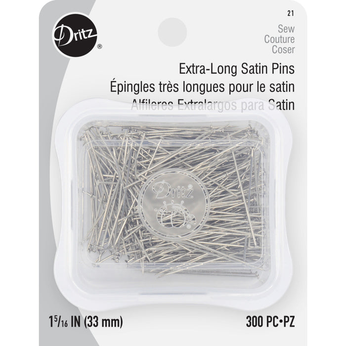 1-5/16" Extra-Long Satin Pins, Nickel, 300 pc