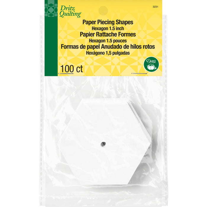 1-1/2" Hexagon Paper Piecing Shapes, 100 pc