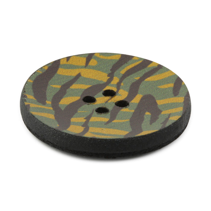 Recycled Leather Round Button, 30mm, Multicolor Print