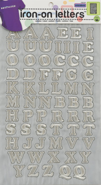 Embroidery Iron-on Letters, Silver