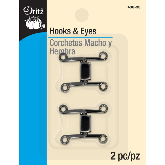 Hooks & Eyes, 2 Sets, Gunmetal