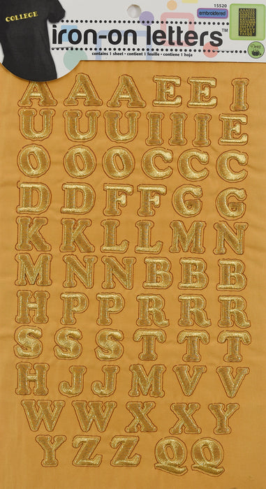 Embroidery Iron-on Letters, Gold