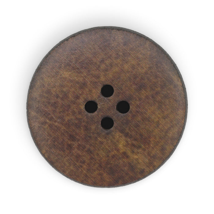 Recycled Leather Round Button, 30mm, Brown