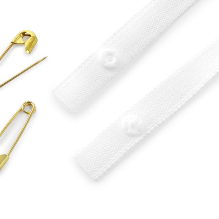Shoulder Strap Guards with Safety Pins, White