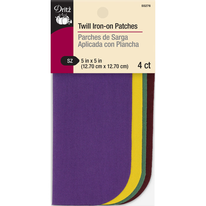 Twill Iron-On Patches, 5" x 5", 4 pc, School Assorted