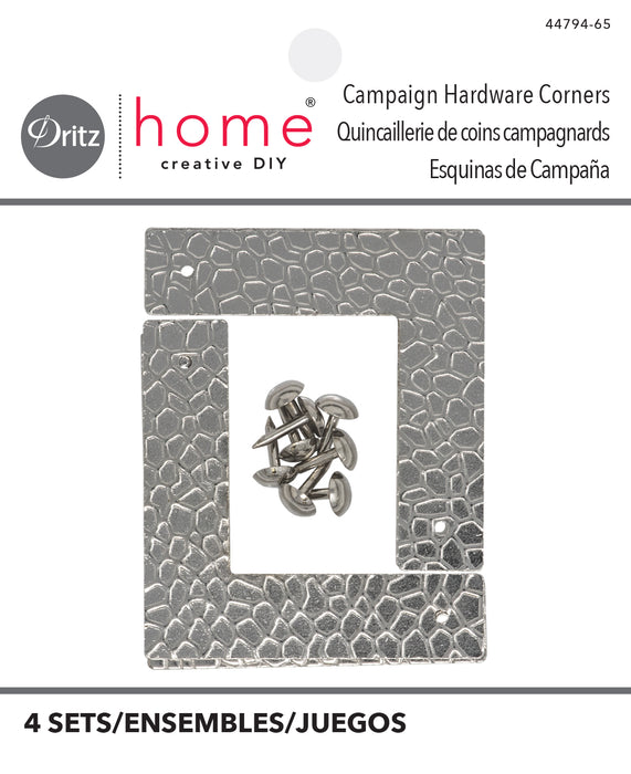 Textured Campaign Corners, Small, Nickel, 4 pc