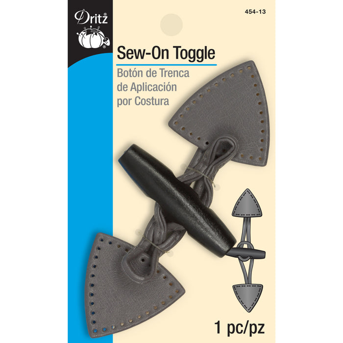 Sew-On Toggle, 1 pc, Gray