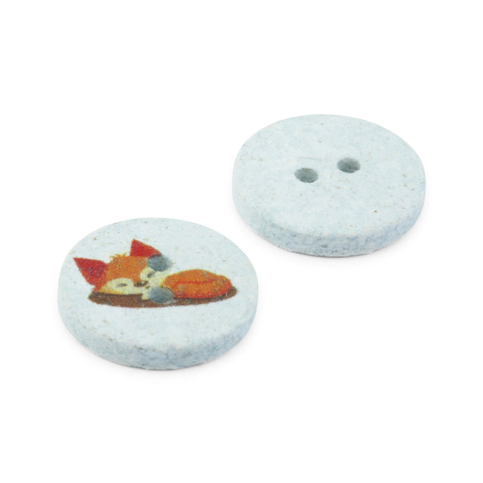 Recycled Cotton Fox Button, 15mm, Light Blue, 3 pc