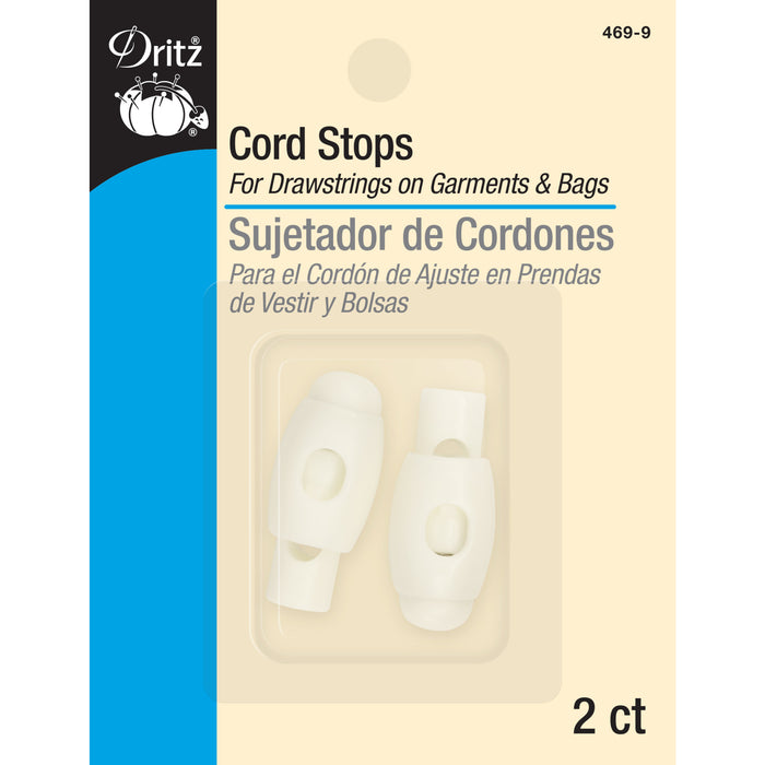 Cord Locks & Stops, White, 2 pc