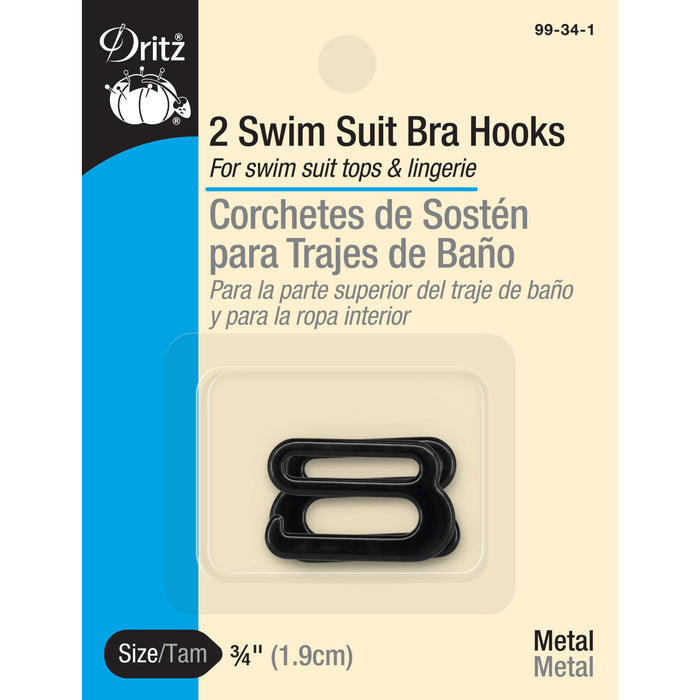 3/4" Swim Suit Bra Hooks, 2 pc, Black