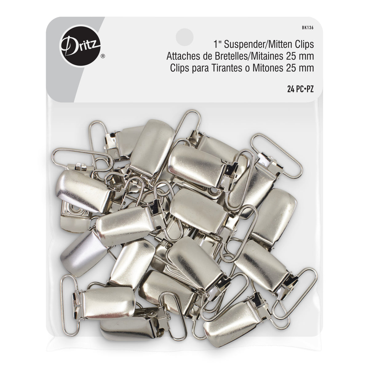 1" Suspender/Mitten Clips, 24 pc, Nickel — Prym Consumer USA Inc.