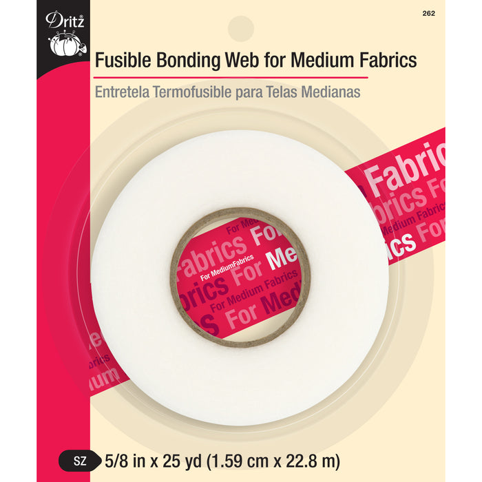 5/8" Fusible Bonding Web for Medium Fabrics, White, 25 yd